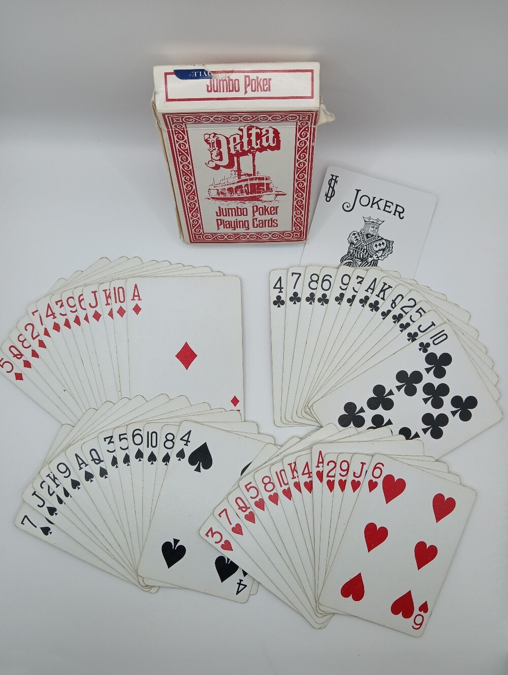 Vintage Delta Jumbo Poker Playing Cards 52-Deck/1 Joker Red